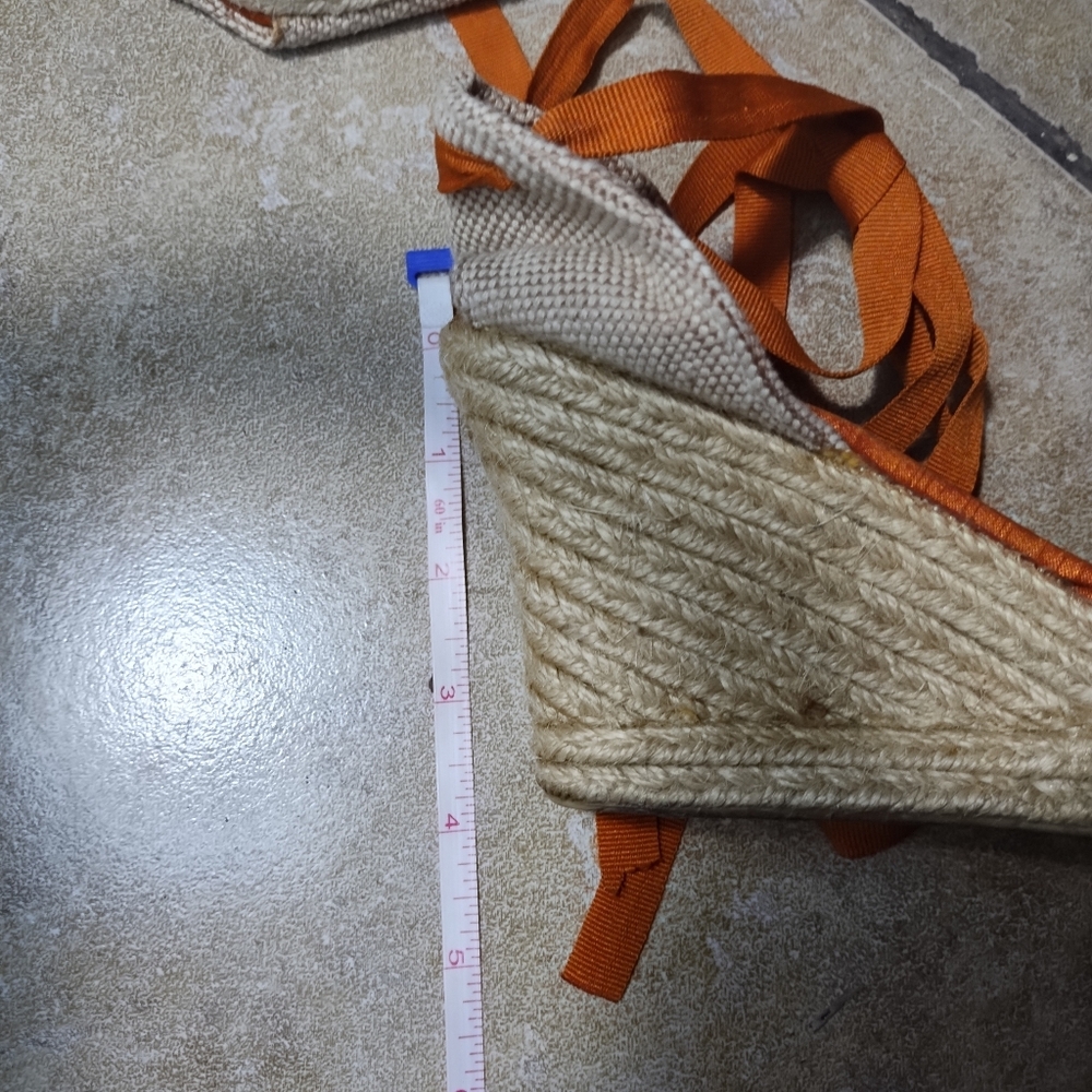 Montego Bay Club Leg Strap Beaded & Embroidered Pearl Wedges Espadrilles Size 8 - Picture 7 of 8